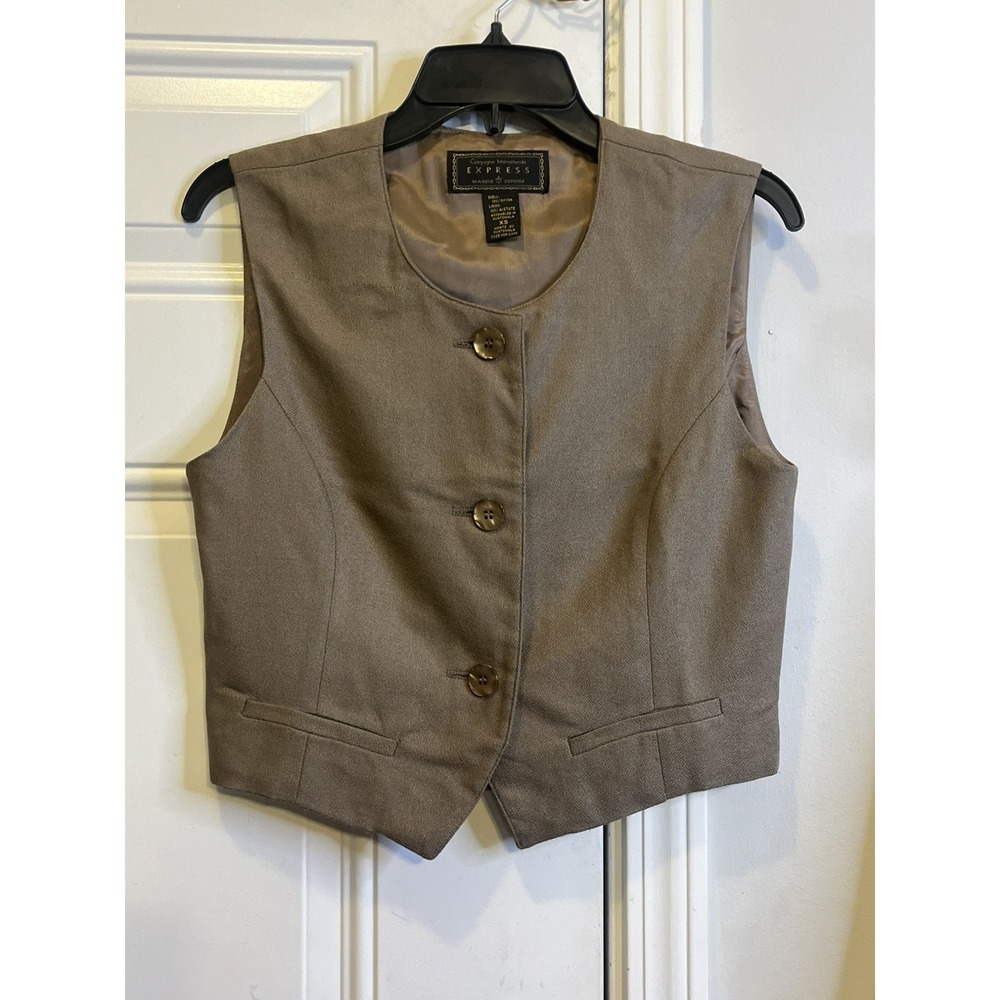 VTG 90s Campagnie International Express Marque Deposee Vest XS Brown Waistcoat